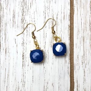 Square Blue and Gold Earrings